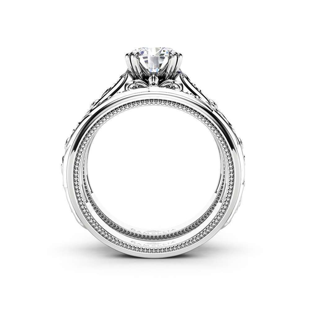 Moissanite Engagement Ring Set 14K White Gold Rings Moissanite Wedding Set Art Deco Bridal Set