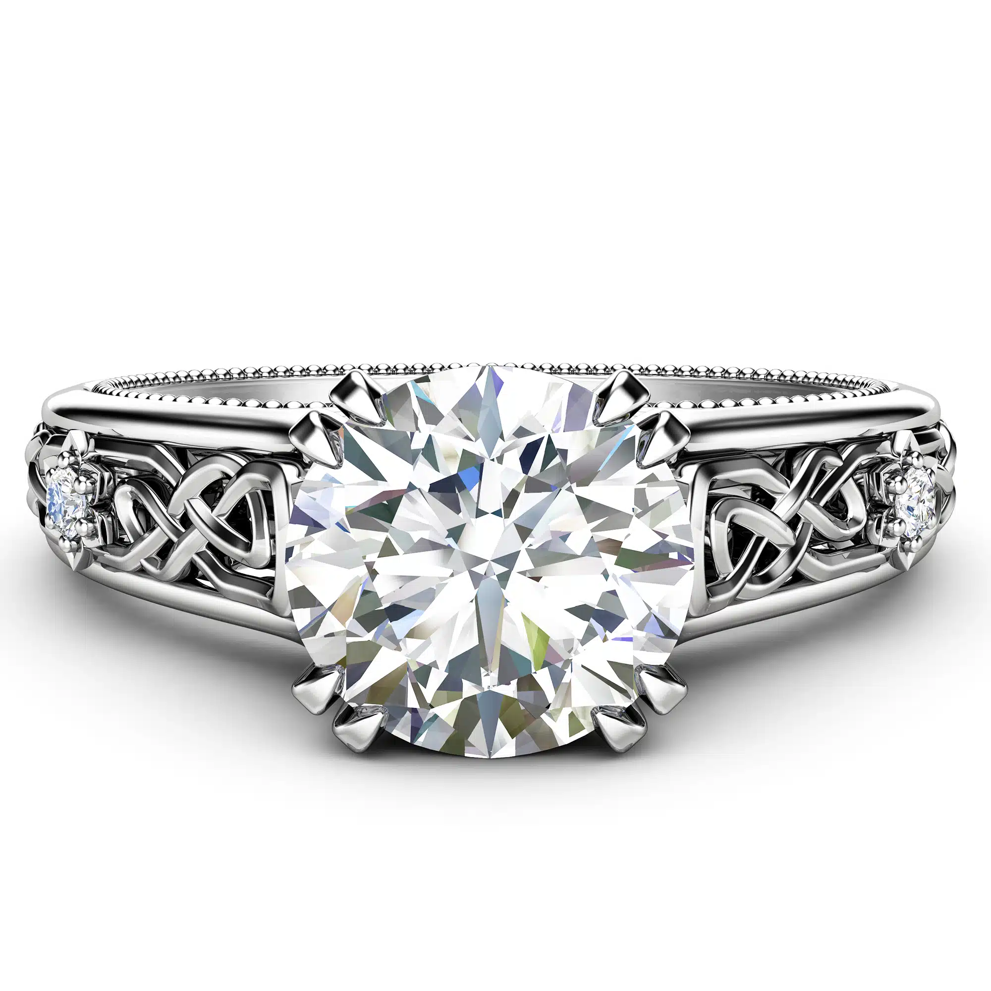 Vintage Moissanite Engagement Ring White Gold Ring Unique Art Deco Engagement Ring 2 Vintage Moissanite Engagement Ring White Gold Ring Unique Art Deco Engagement Ring