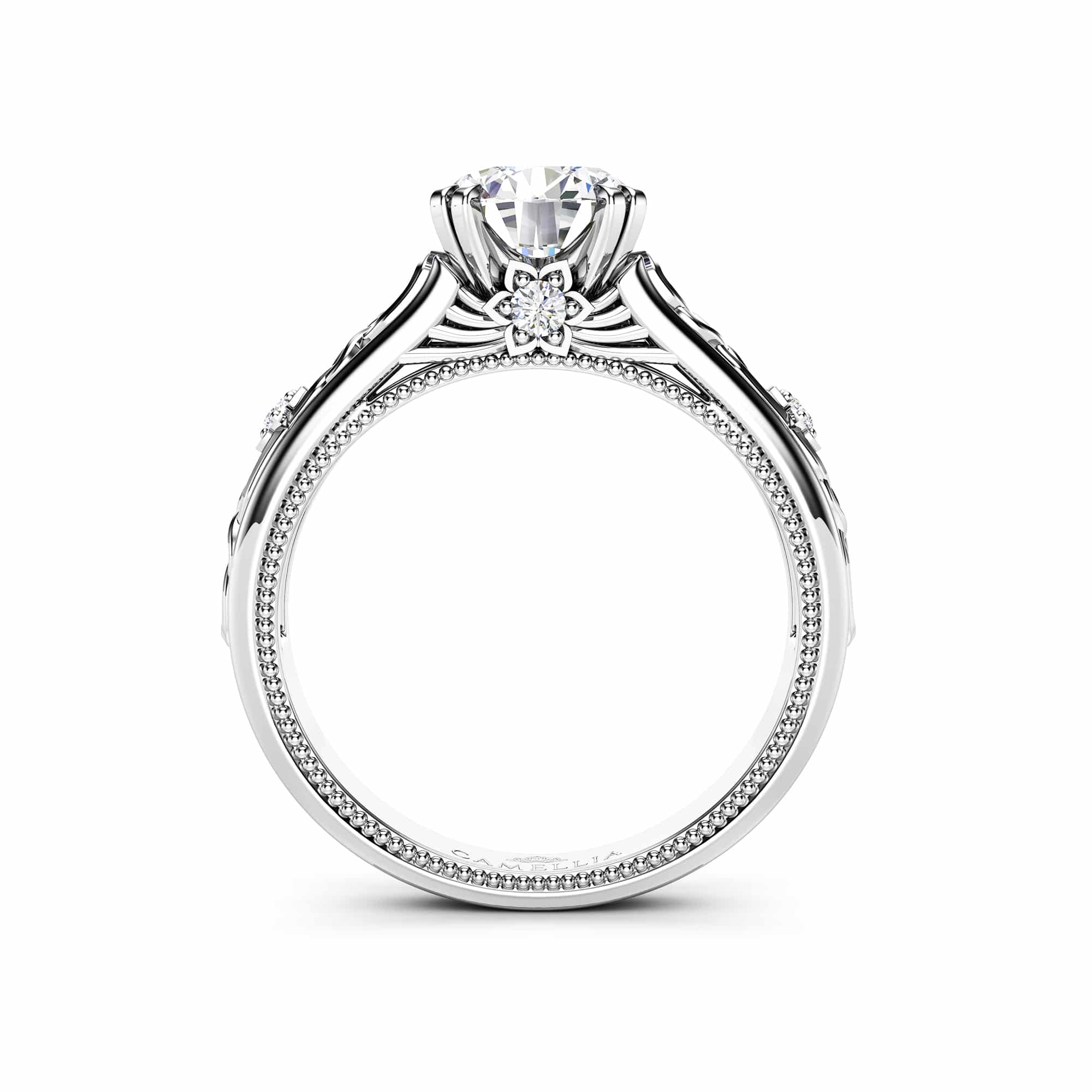 Vintage Moissanite Engagement Ring White Gold Ring Unique Art Deco Engagement Ring