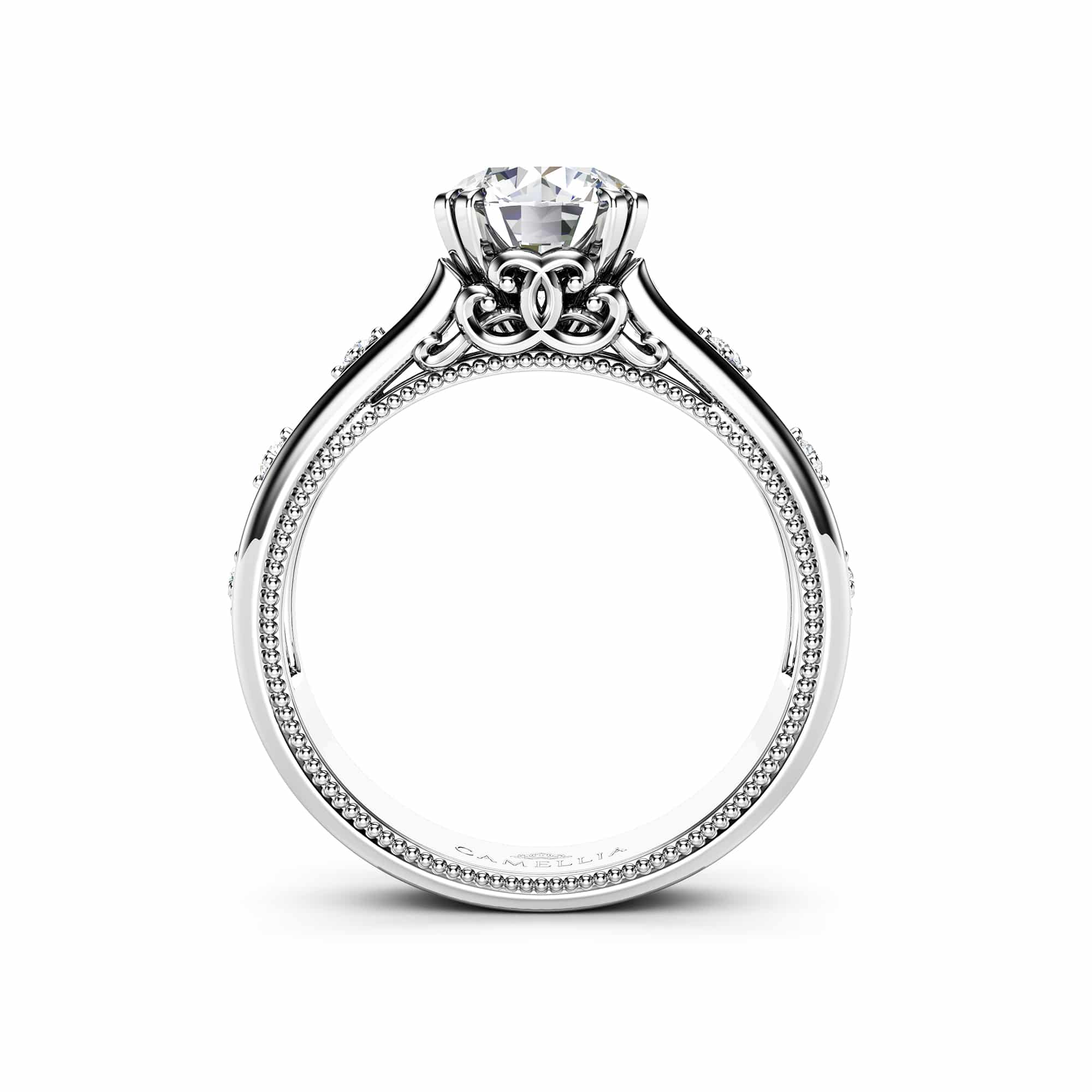 Vintage Moissanite Engagement Ring 14K White Gold Ring Unique Art Deco Engagement Ring