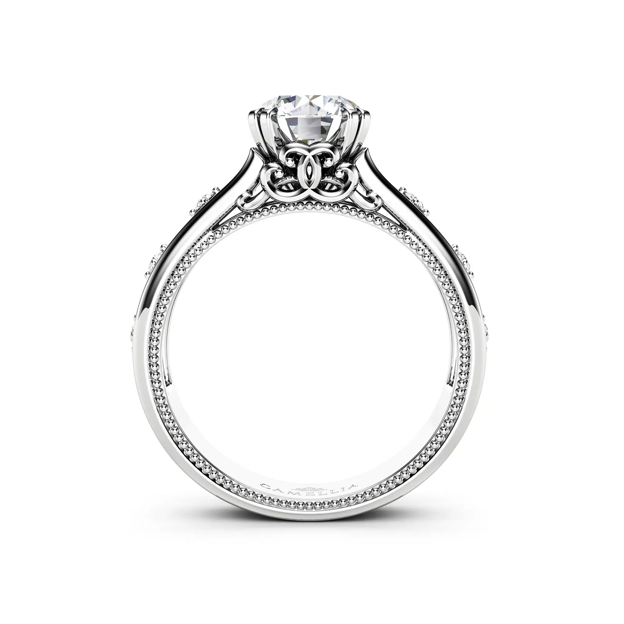 Vintage Moissanite Engagement Ring 14K White Gold Ring Unique Art Deco Engagement Ring