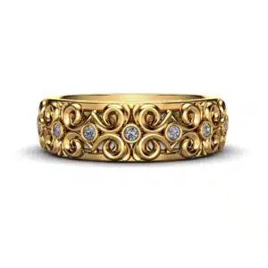 Women's Filigree Ring Masculine Matching Band