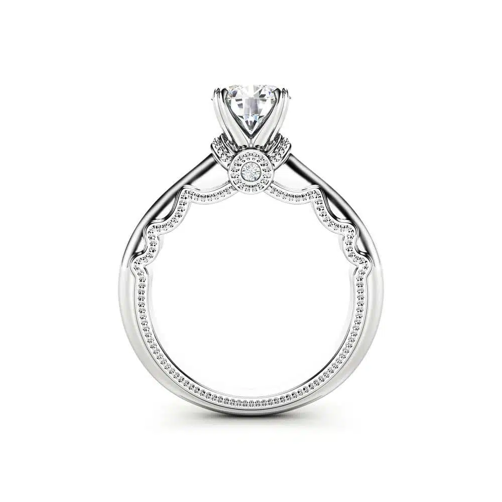 Estate Moissanite Engagement Ring 14K White Gold Estate Ring Unique Moissanite Band Anniversary Gift 1 Estate Moissanite Engagement Ring 14K White Gold Estate Ring Unique Moissanite Band Anniversary Gift
