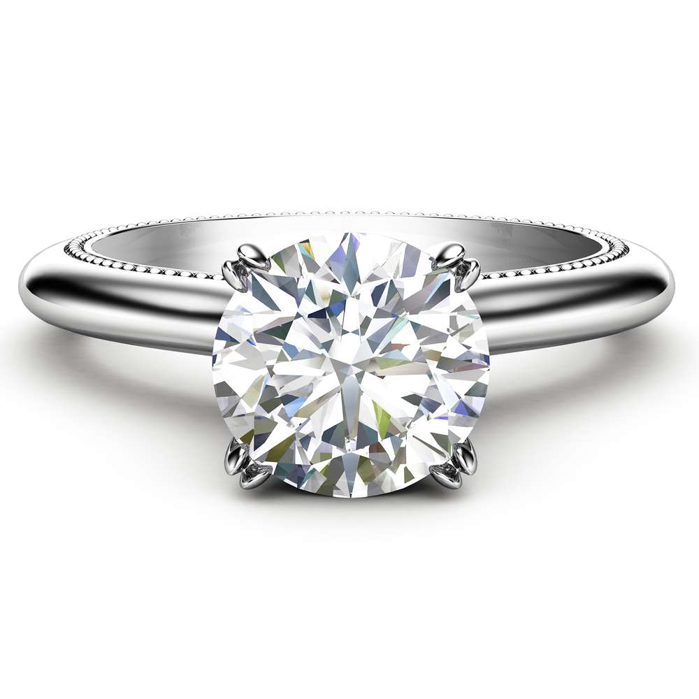 Victorian Moissanite Engagement Ring 14K White Gold Ring Milgrain Ring Anniversary Ring Princess Cut Diamond Ring