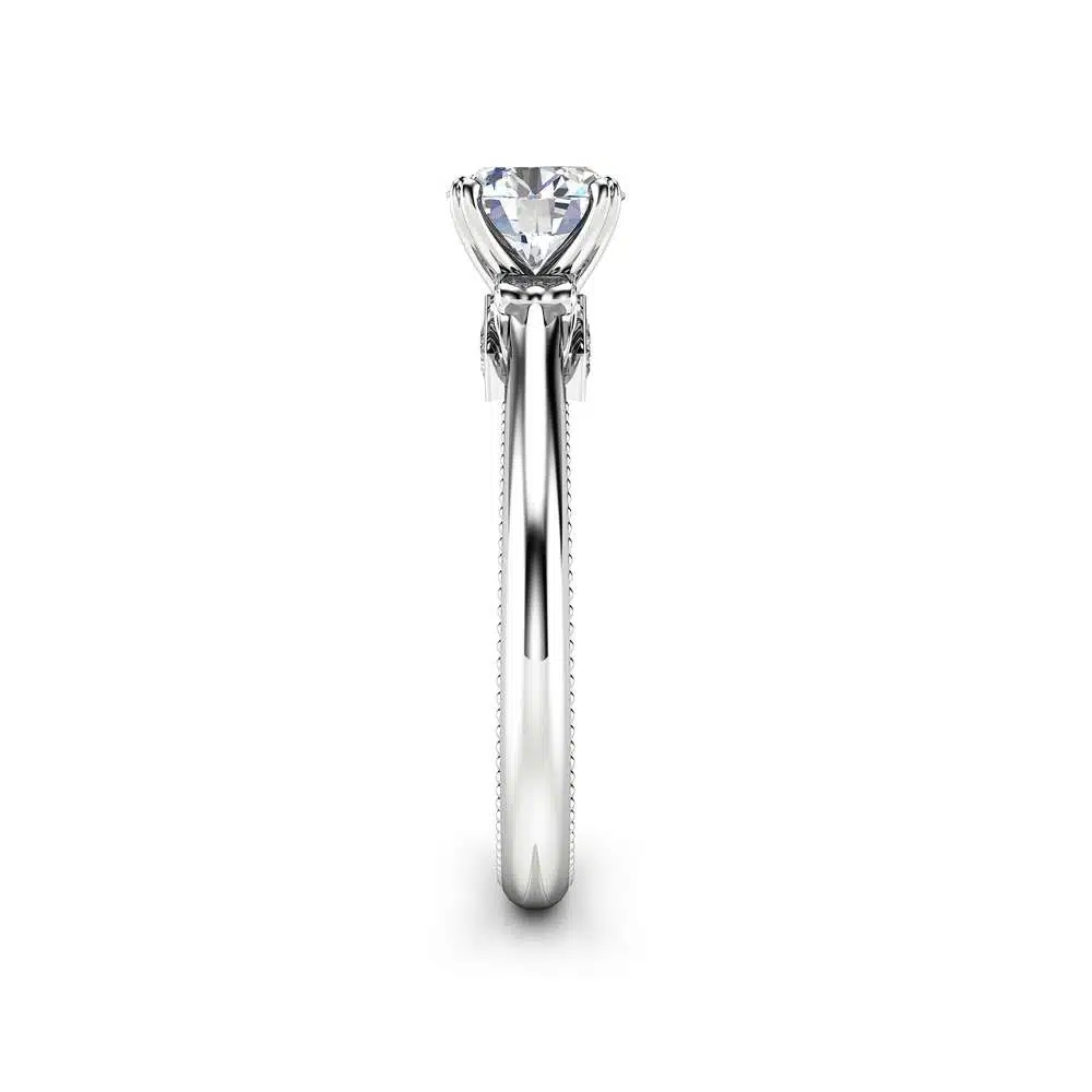 Victorian Moissanite Engagement Ring 14K White Gold Ring Milgrain Ring Anniversary Ring Princess Cut Diamond Ring
