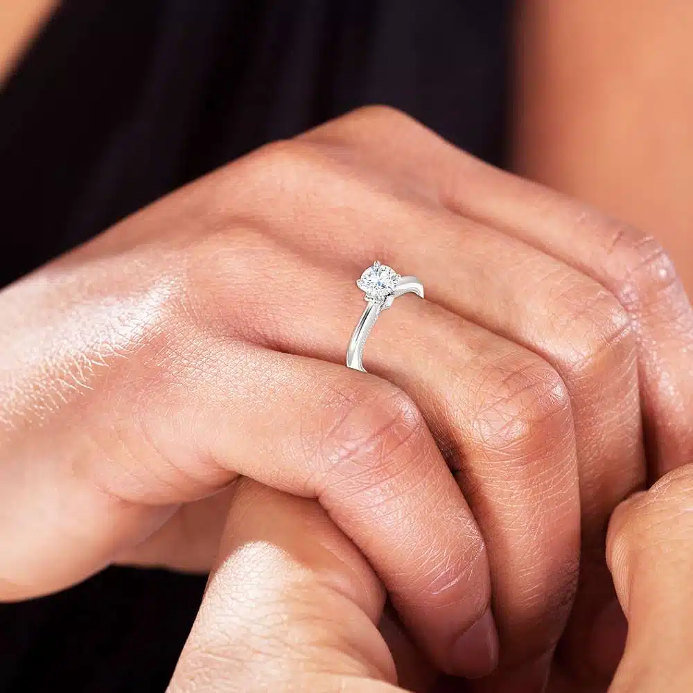Victorian Moissanite Engagement Ring 14K White Gold Ring Milgrain Ring Anniversary Ring Princess Cut Diamond Ring