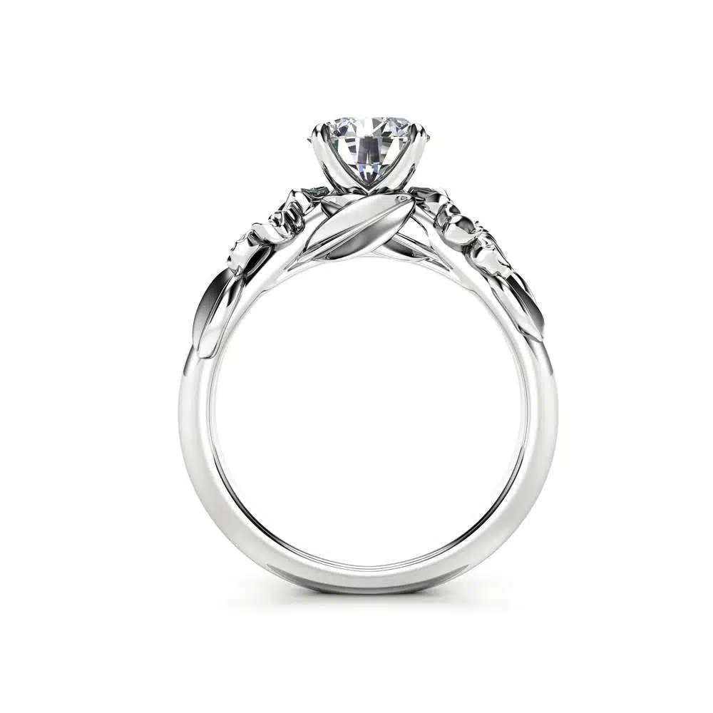 Floral 14K White Gold Moissanite Engagement Ring for Women / Unique Engagement Ring / Flower Ring / Gold Moissanite Floral Engagement Ring 4 Floral 14K White Gold Moissanite Engagement Ring for Women / Unique Engagement Ring / Flower Ring / Gold Moissanite Floral Engagement Ring