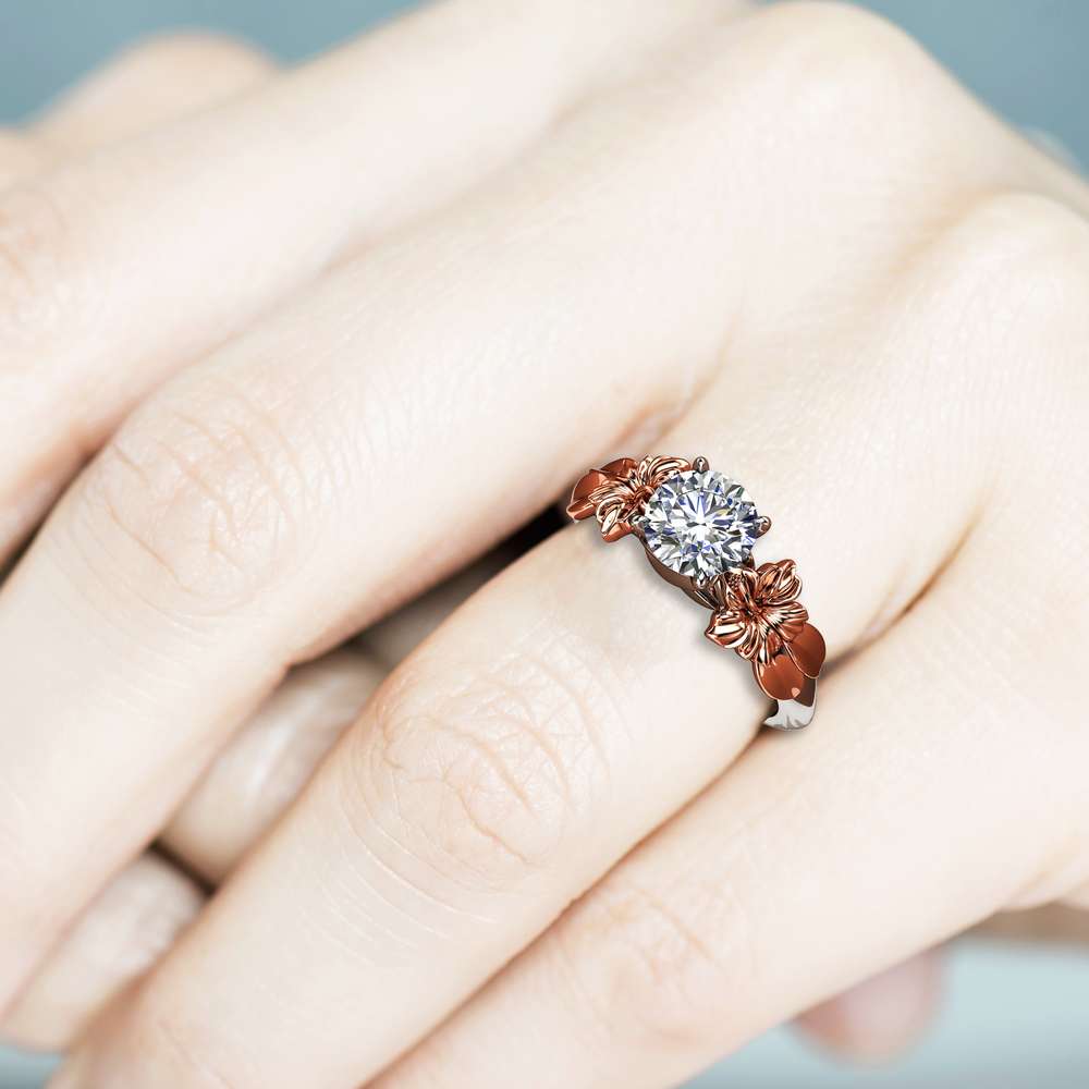 Unique Floral Moissanite Engagement Ring for Women / Flower Ring / White Gold Moissanite Ring / Solitaire Unique Engagement Ring