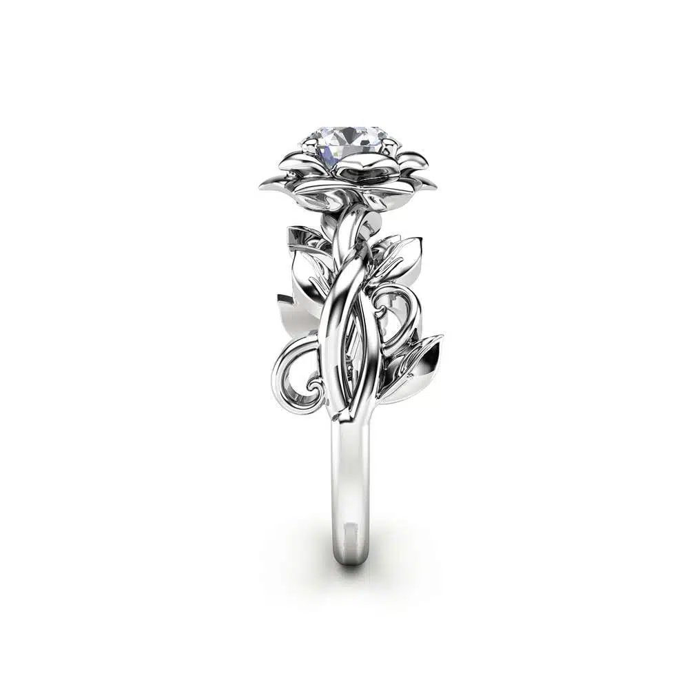 Moissanite Engagement Ring 14K White Gold Ring Engagement Ring  Moissanite Ring