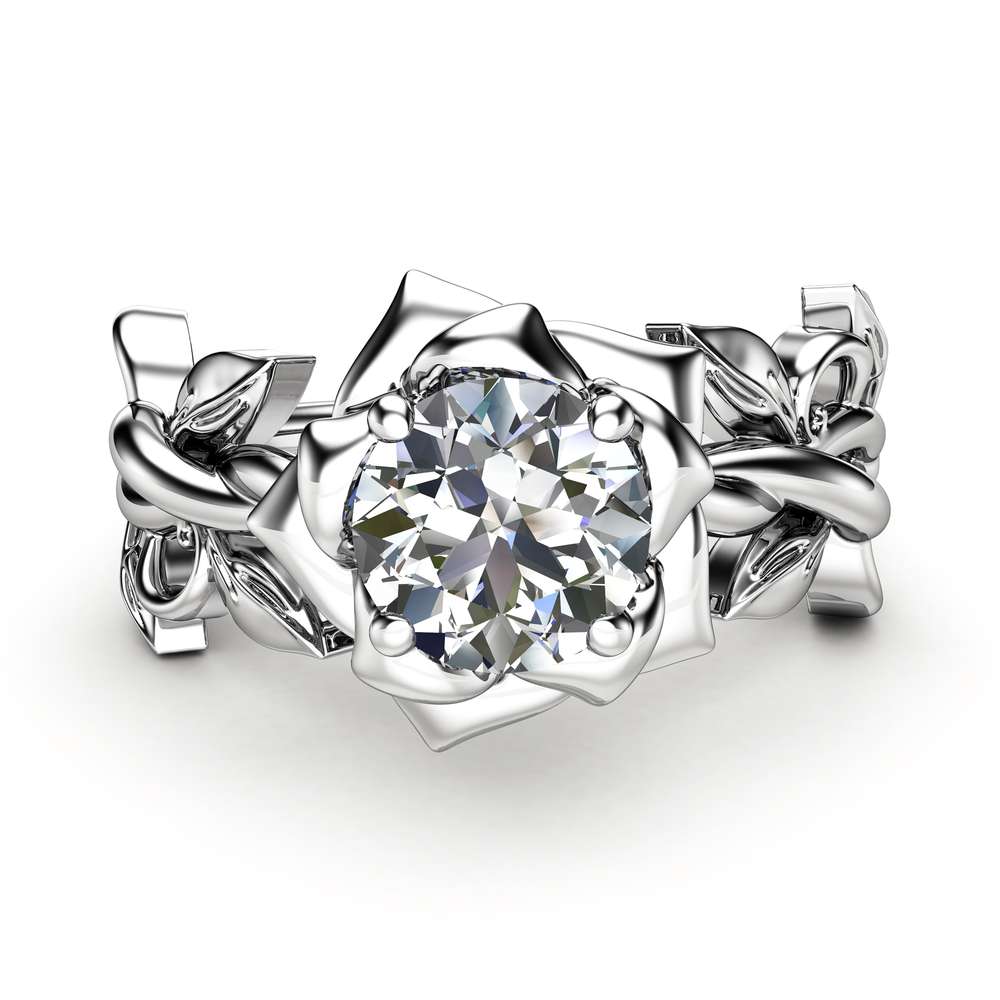 Moissanite Engagement Ring 14K White Gold Ring Engagement Ring  Moissanite Ring