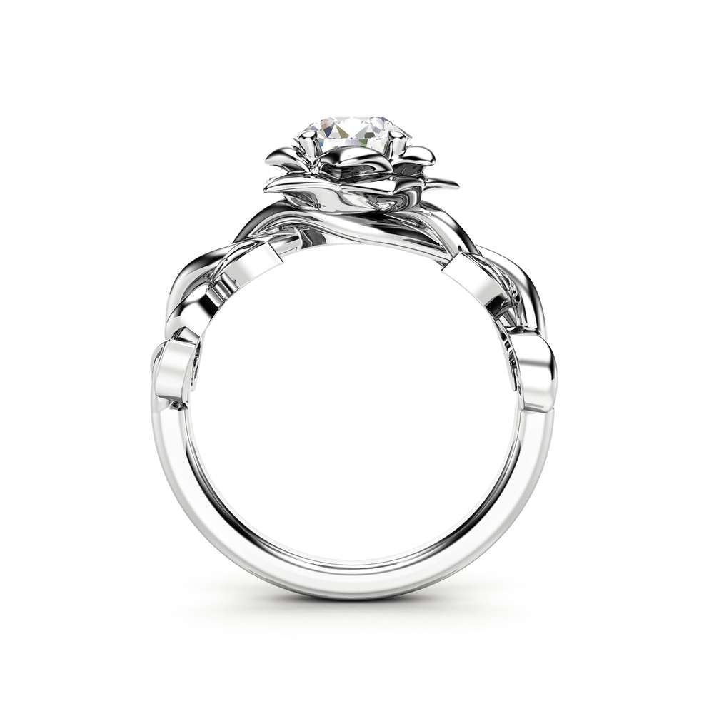 Diamond Engagement Ring White Gold Ring Solitaire Diamond Ring Leaf Engagement Ring 3 Diamond Engagement Ring White Gold Ring Solitaire Diamond Ring Leaf Engagement Ring