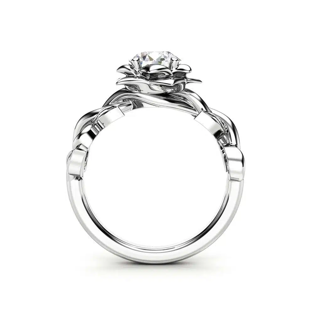 Moissanite Engagement Ring 14K White Gold Ring Engagement Ring  Moissanite Ring