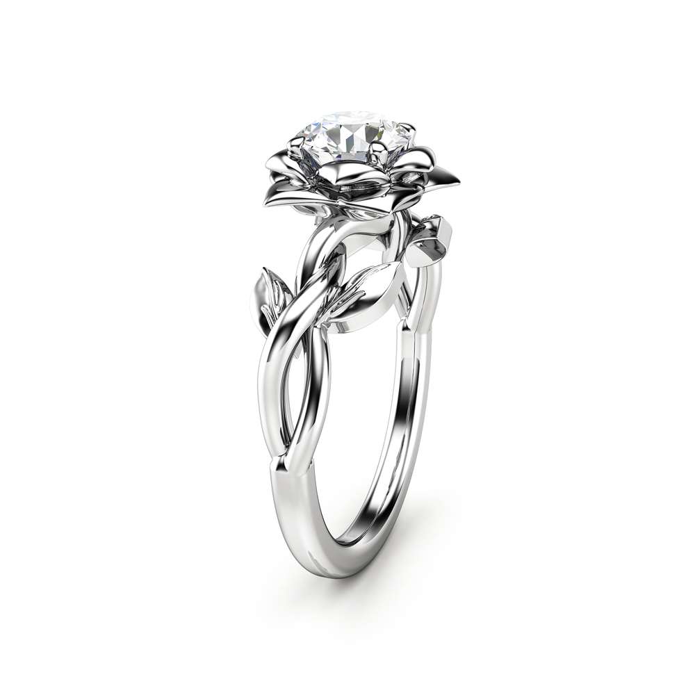 Moissanite Engagement Ring White Gold Ring Leaf Engagement Ring Moissanite Ring 1 Moissanite Engagement Ring White Gold Ring Leaf Engagement Ring Moissanite Ring
