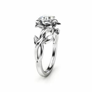 Diamond Engagement Ring Unique Engagement Ring White Gold Ring Solitaire Diamond Ring