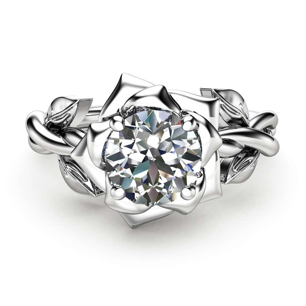 Moissanite Engagement Ring White Gold Ring Leaf Engagement Ring Moissanite Ring 2 Moissanite Engagement Ring White Gold Ring Leaf Engagement Ring Moissanite Ring