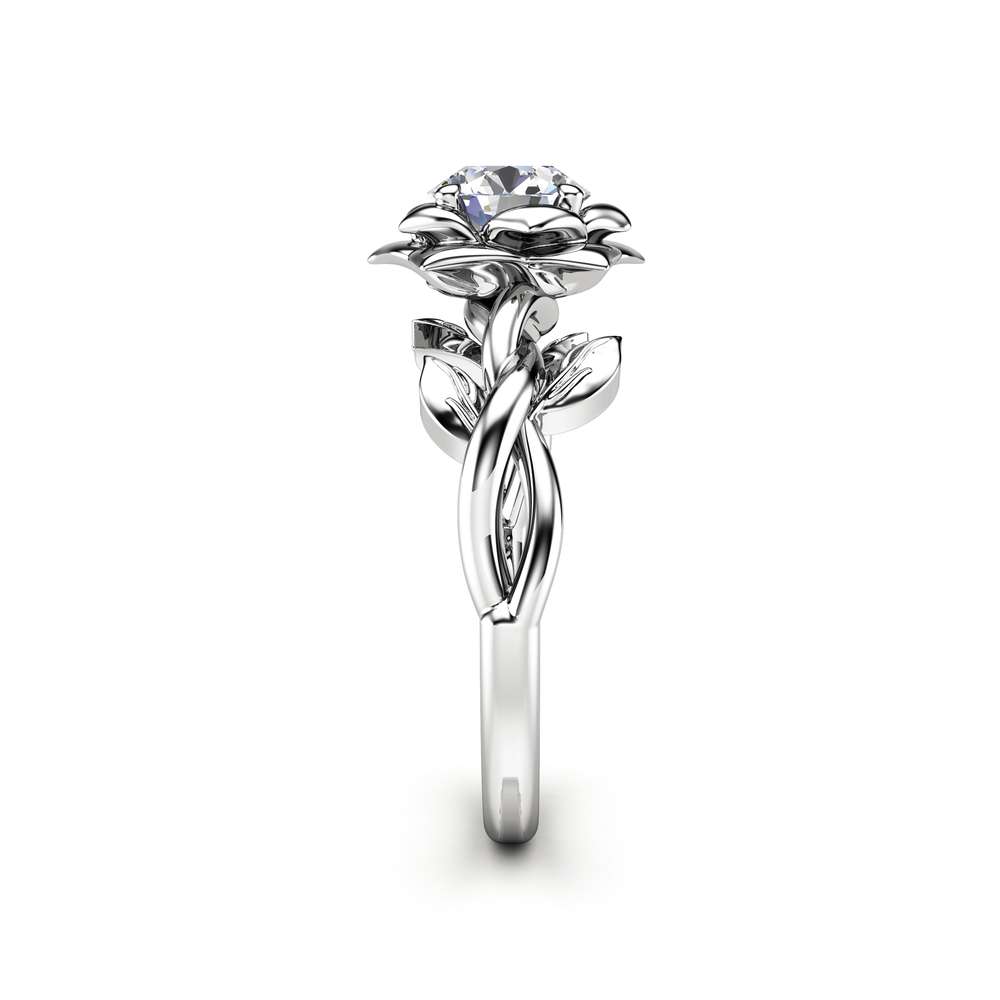 Moissanite Engagement Ring White Gold Ring Leaf Engagement Ring Moissanite Ring 3 Moissanite Engagement Ring White Gold Ring Leaf Engagement Ring Moissanite Ring