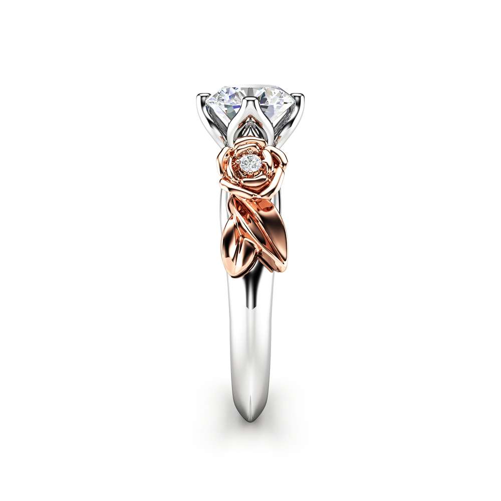 Moissanite Engagement Ring White Gold Ring Rose Engagement Ring Moissanite Gold Ring 3 Moissanite Engagement Ring White Gold Ring Rose Engagement Ring Moissanite Gold Ring