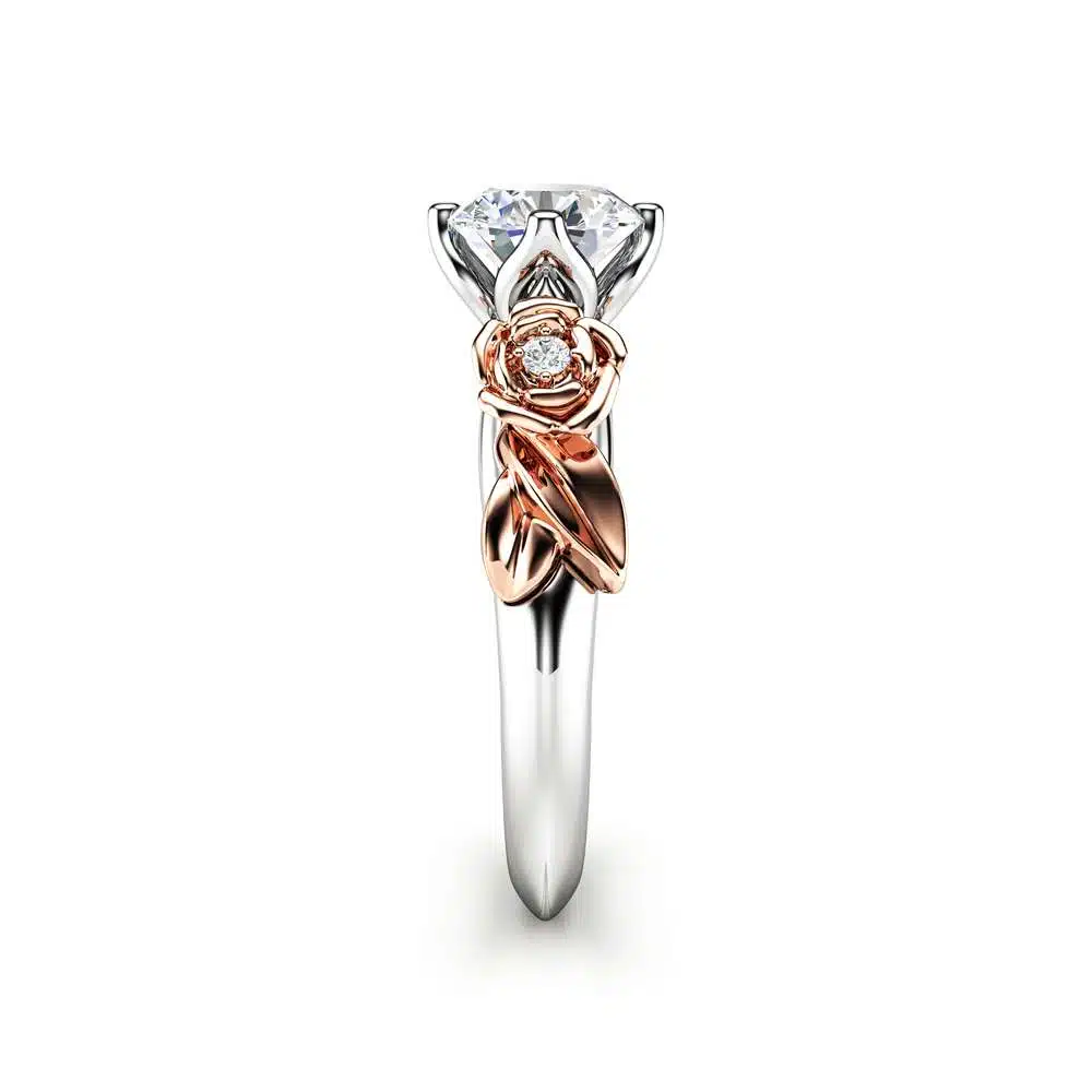 Moissanite Engagement Ring White Gold Ring Rose Engagement Ring Moissanite Gold Ring 3 Moissanite Engagement Ring White Gold Ring Rose Engagement Ring Moissanite Gold Ring