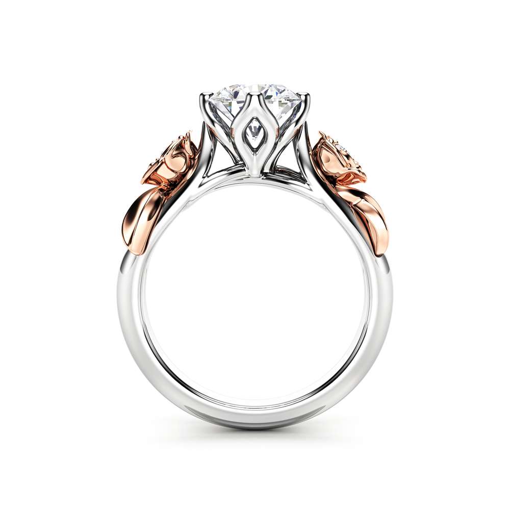 Moissanite Engagement Ring White Gold Ring Rose Engagement Ring Moissanite Gold Ring 4 Moissanite Engagement Ring White Gold Ring Rose Engagement Ring Moissanite Gold Ring