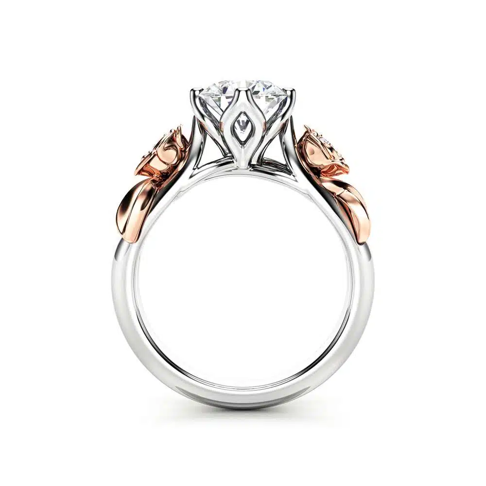 Moissanite Engagement Ring White Gold Ring Rose Engagement Ring Moissanite Gold Ring 4 Moissanite Engagement Ring White Gold Ring Rose Engagement Ring Moissanite Gold Ring