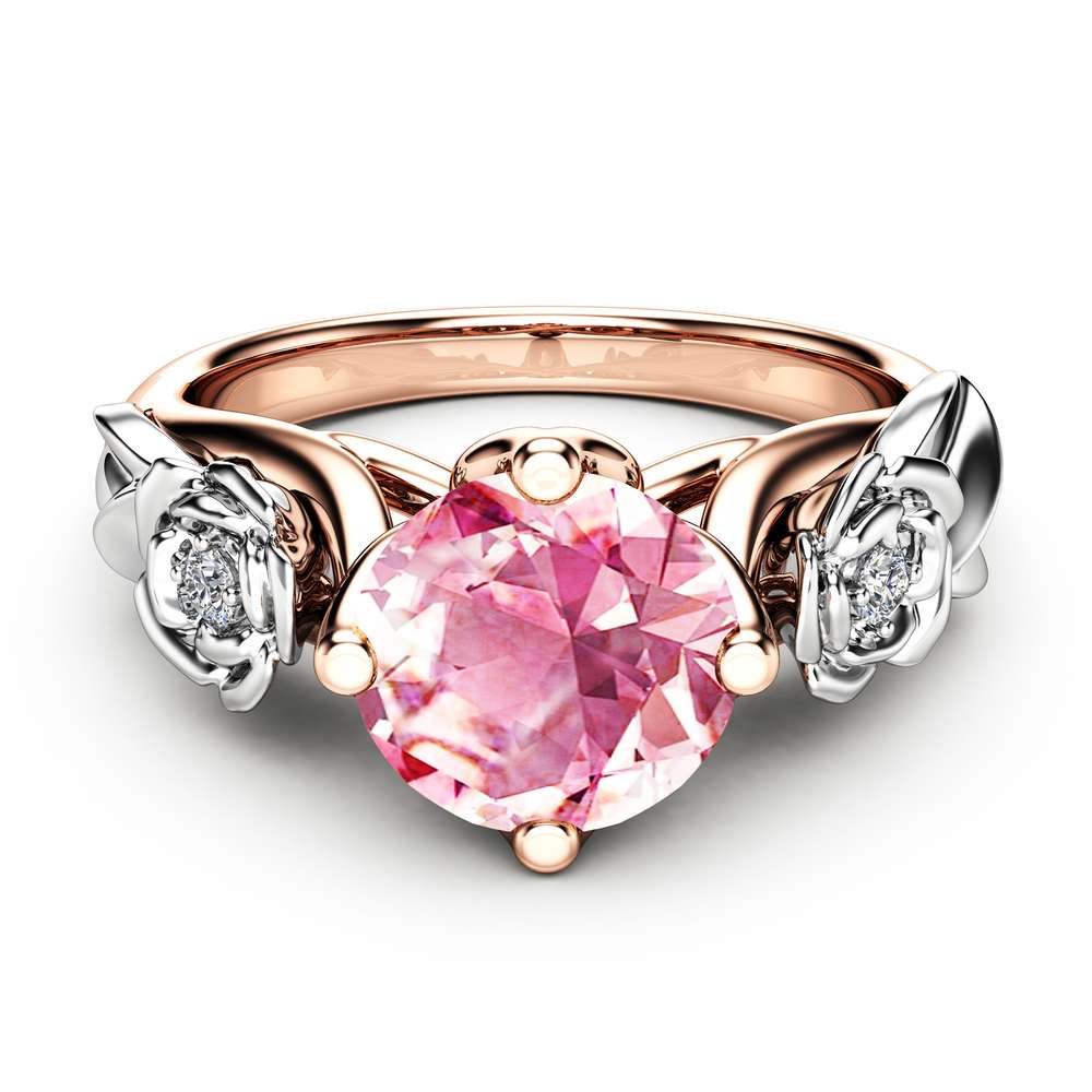 Pink Moissanite Engagement Ring Unique Rose Gold Engagement Ring 2 Pink Moissanite Engagement Ring Unique Rose Gold Engagement Ring