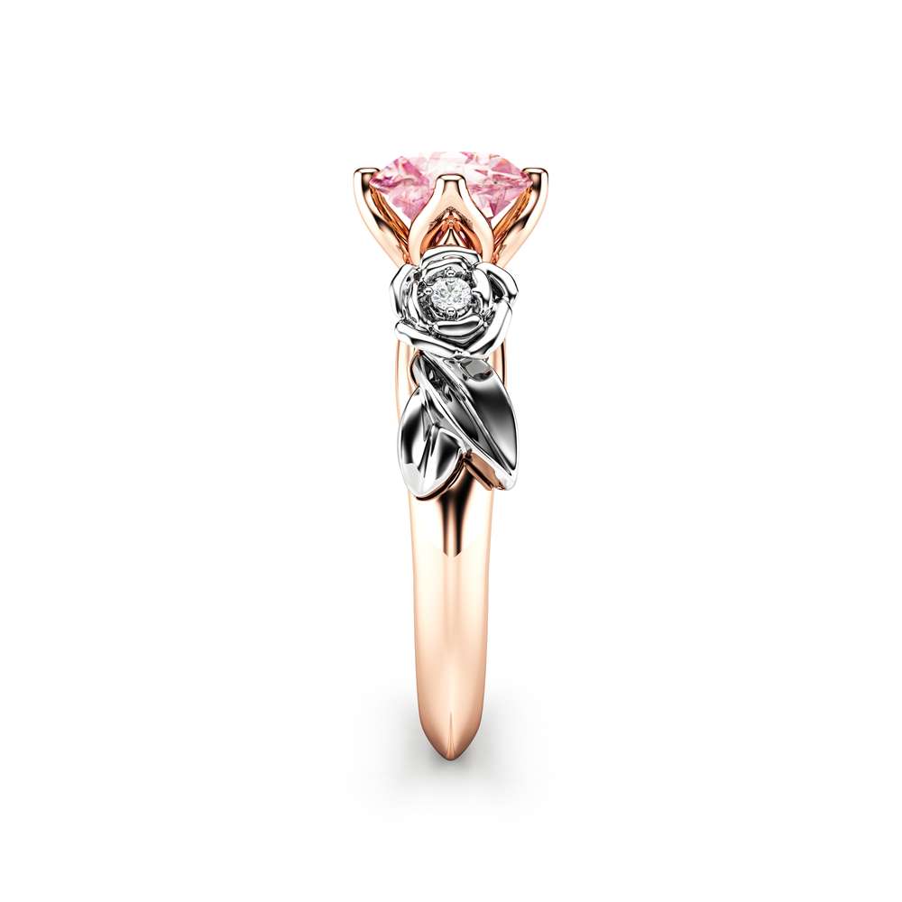 Pink Moissanite Engagement Ring Unique Rose Gold Engagement Ring