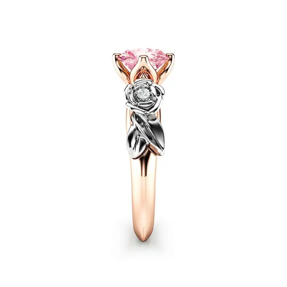 Pink Moissanite Engagement Ring Unique Rose Gold Engagement Ring 3 Pink Moissanite Engagement Ring Unique Rose Gold Engagement Ring