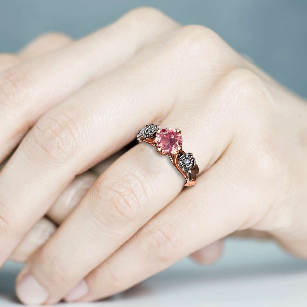 Pink Moissanite Engagement Ring Unique Rose Gold Engagement Ring