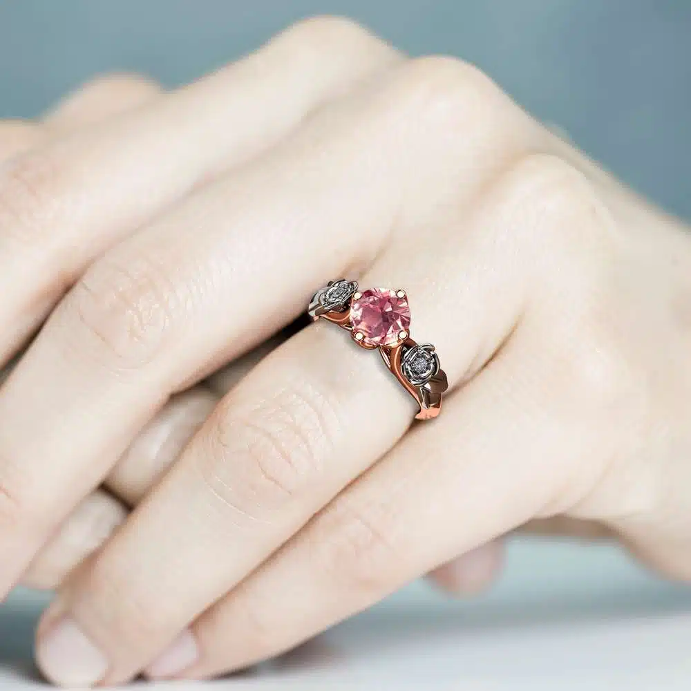 Pink Moissanite Engagement Ring Unique Rose Gold Engagement Ring 5 Pink Moissanite Engagement Ring Unique Rose Gold Engagement Ring