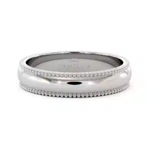 Milgrain Style 14k White Gold Womens Wedding band 4.3 mm
