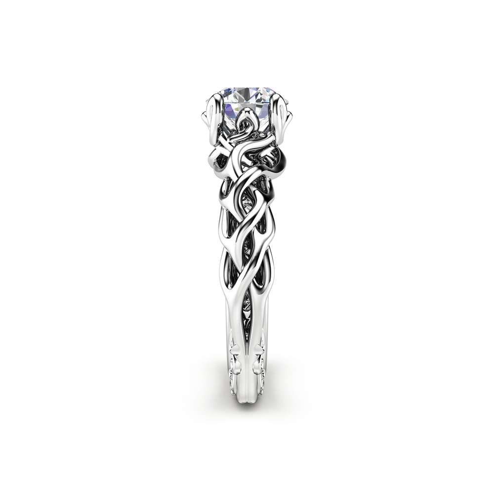Braided Engagement Ring 18K White Gold Celtic Ring Solitaire Moissanite Engagement Ring Anniversary Gift 3 Braided Engagement Ring 18K White Gold Celtic Ring Solitaire Moissanite Engagement Ring Anniversary Gift