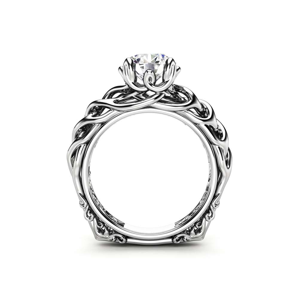 Braided Engagement Ring 18K White Gold Celtic Ring Solitaire Moissanite Engagement Ring Anniversary Gift 4 Braided Engagement Ring 18K White Gold Celtic Ring Solitaire Moissanite Engagement Ring Anniversary Gift