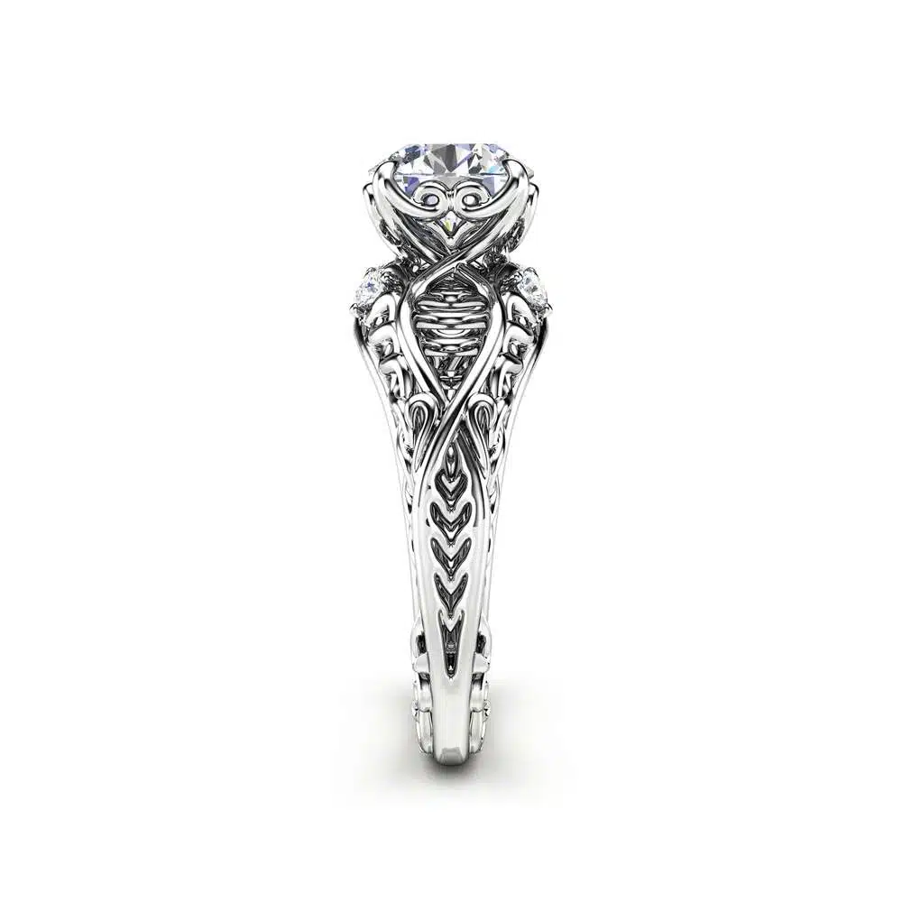 Celtic Engagement Ring 14K White Gold Celtic Ring Unique Moissanite Engagement Ring Anniversary Gift 3 Celtic Engagement Ring 14K White Gold Celtic Ring Unique Moissanite Engagement Ring Anniversary Gift