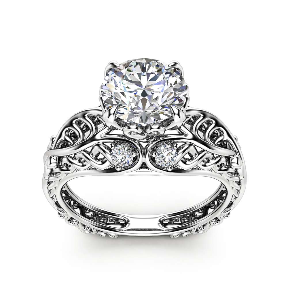 Celtic Engagement Ring 14K White Gold Celtic Ring Unique Moissanite Engagement Ring Anniversary Gift 5 Celtic Engagement Ring 14K White Gold Celtic Ring Unique Moissanite Engagement Ring Anniversary Gift