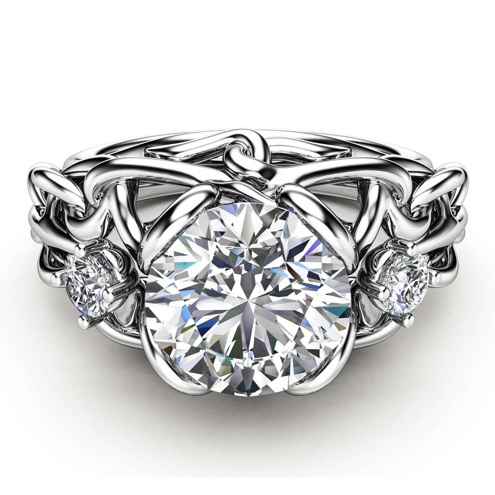 Celtic Engagement Ring 14K White Gold Braided Ring Unique Moissanite Engagement Ring Gift for Her
