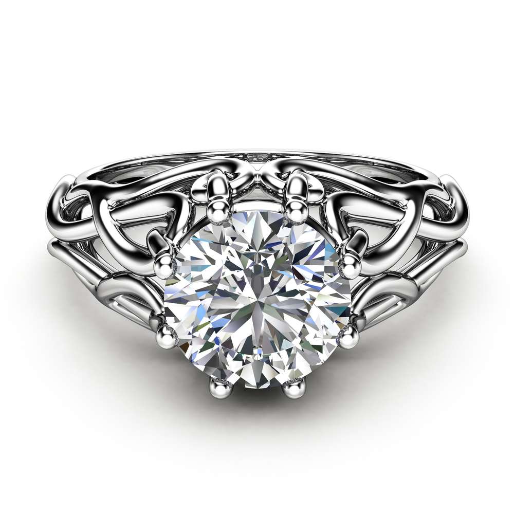 Celtic Engagement Ring 14K White Gold Braided Ring Solitaire Moissanite Engagement Ring Anniversary Gift