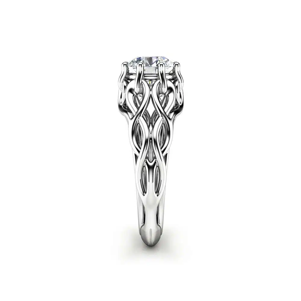 Celtic Engagement Ring 14K White Gold Braided Ring Solitaire Moissanite Engagement Ring Anniversary Gift 3 Celtic Engagement Ring 14K White Gold Braided Ring Solitaire Moissanite Engagement Ring Anniversary Gift
