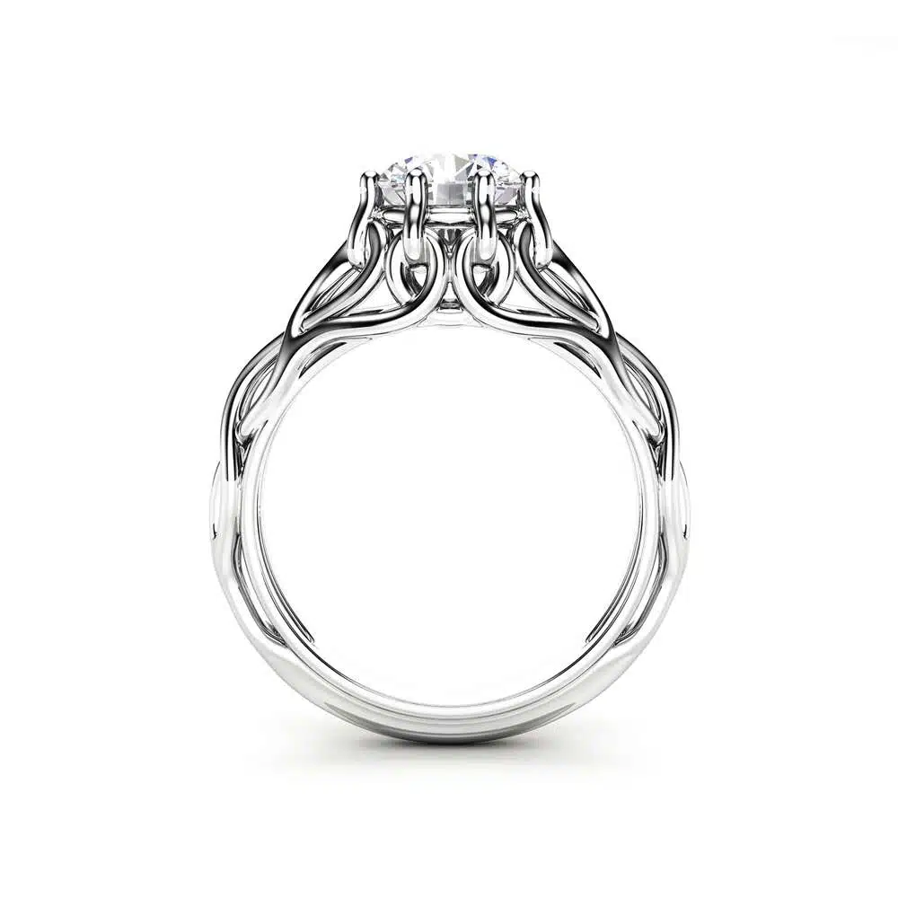 Celtic Engagement Ring 14K White Gold Braided Ring Solitaire Moissanite Engagement Ring Anniversary Gift 4 Celtic Engagement Ring 14K White Gold Braided Ring Solitaire Moissanite Engagement Ring Anniversary Gift