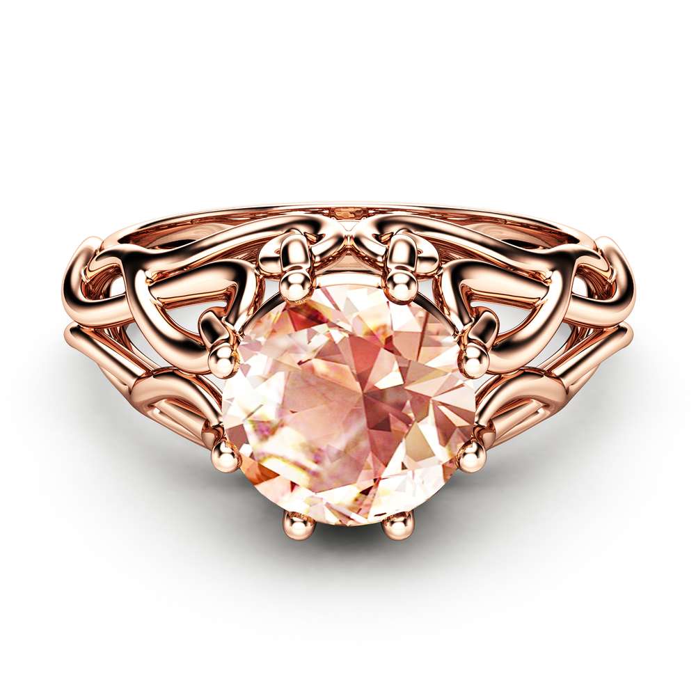 Celtic Engagement Ring 14K Rose Gold Braided Ring Solitaire Morganite Engagement Ring Anniversary Gift 2 Celtic Engagement Ring 14K Rose Gold Braided Ring Solitaire Morganite Engagement Ring Anniversary Gift