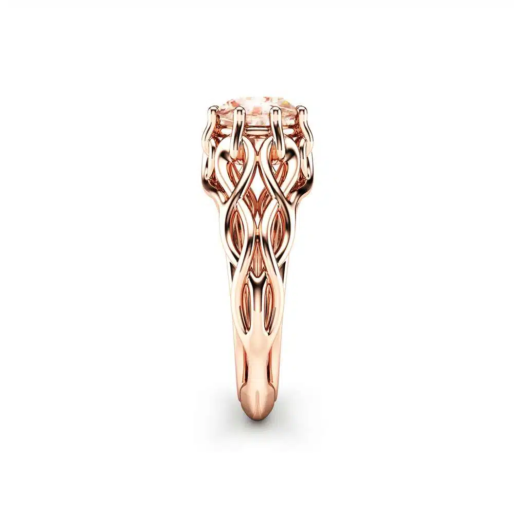 Celtic Engagement Ring 14K Rose Gold Braided Ring Solitaire Morganite Engagement Ring Anniversary Gift 3 Celtic Engagement Ring 14K Rose Gold Braided Ring Solitaire Morganite Engagement Ring Anniversary Gift