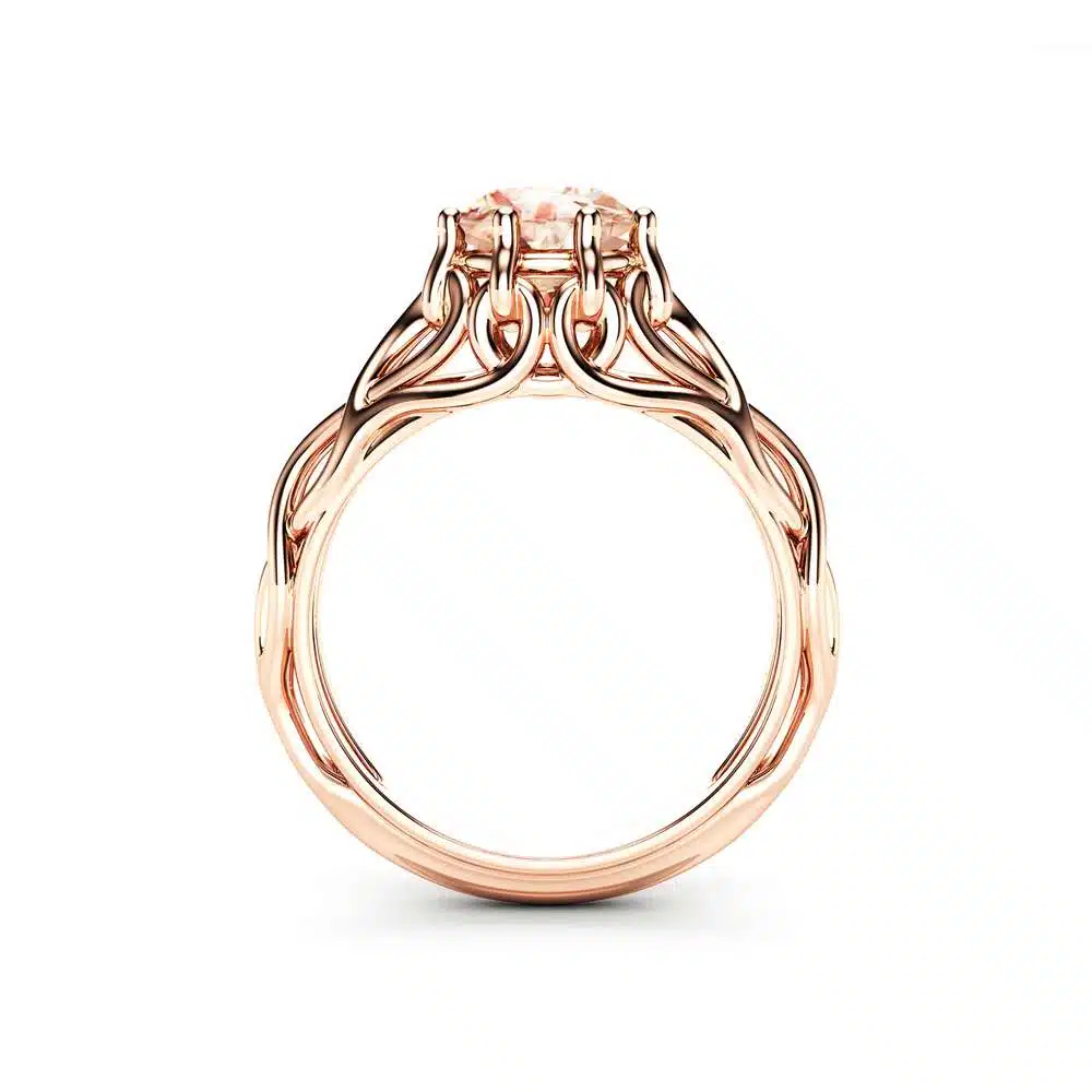 Celtic Engagement Ring 14K Rose Gold Braided Ring Solitaire Morganite Engagement Ring Anniversary Gift 4 Celtic Engagement Ring 14K Rose Gold Braided Ring Solitaire Morganite Engagement Ring Anniversary Gift