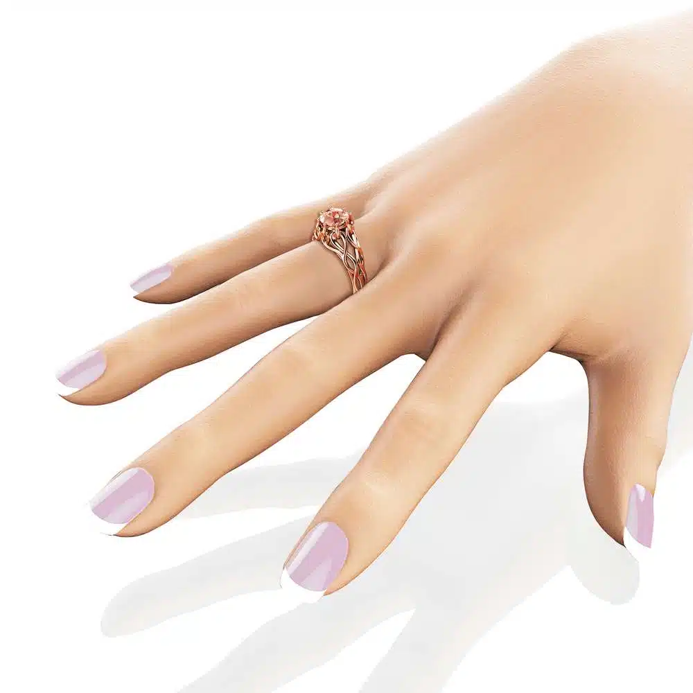 Celtic Engagement Ring 14K Rose Gold Braided Ring Solitaire Morganite Engagement Ring Anniversary Gift 5 Celtic Engagement Ring 14K Rose Gold Braided Ring Solitaire Morganite Engagement Ring Anniversary Gift