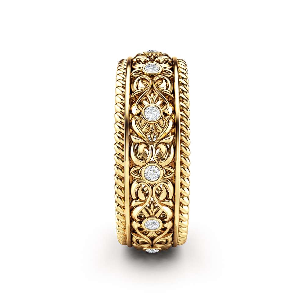 Mens Wedding Band Gold Wedding Ring Art Deco Wedding Band 3 Mens Wedding Band Gold Wedding Ring Art Deco Wedding Band