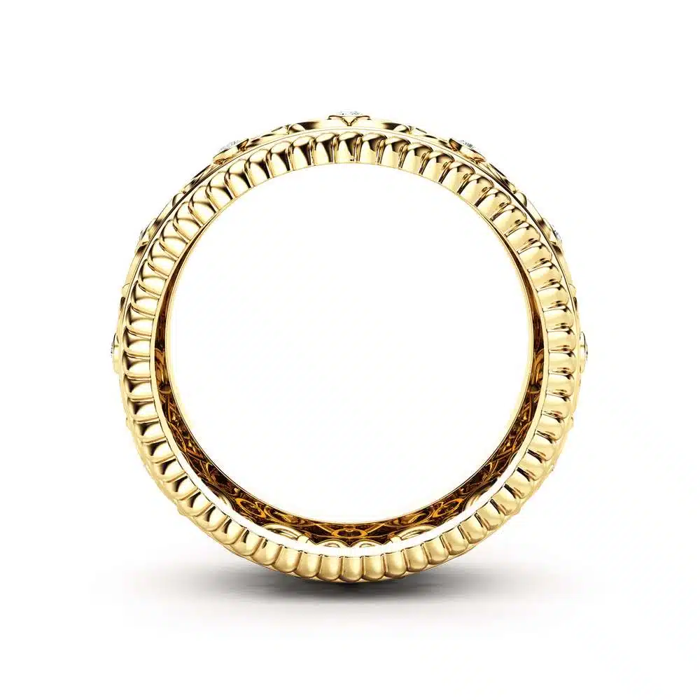 Mens Wedding Band Gold Wedding Ring Art Deco Wedding Band