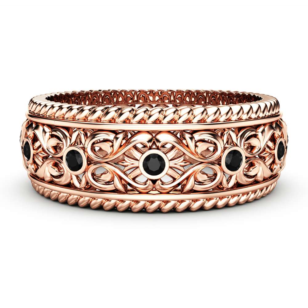 Black Diamond Wedding Band Ring Art Deco Wedding Band Rose Gold Wedding Band 1 Black Diamond Wedding Band Ring Art Deco Wedding Band Rose Gold Wedding Band