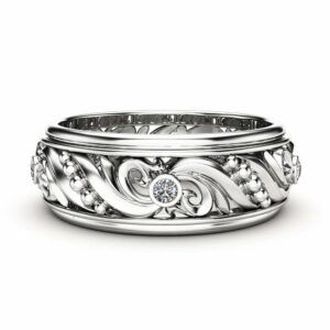 Diamond Wedding Ring Vintage Wedding Band Art Deco Wedding Band