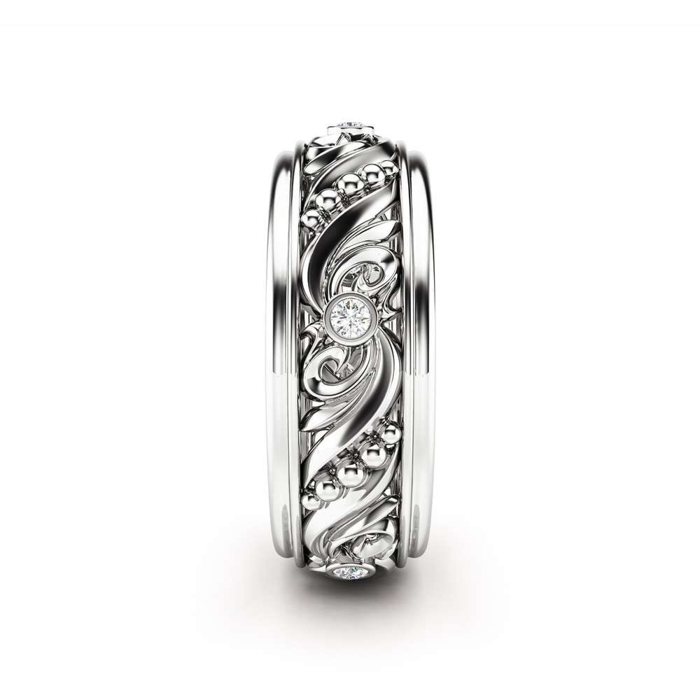 Diamond Wedding Ring Vintage Wedding Band Art Deco Wedding Band 3 Diamond Wedding Ring Vintage Wedding Band Art Deco Wedding Band