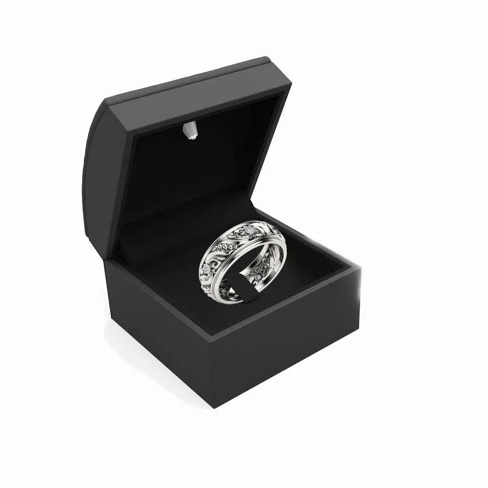 Diamond Wedding Ring Vintage Wedding Band Art Deco Wedding Band
