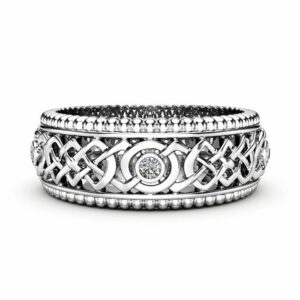 Diamond Wedding Band Art Deco Wedding Ring Gold Wedding Ring