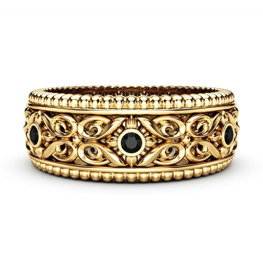 Black Diamonds Wedding Ring Gold Wedding Band Art Deco Wedding Band 1 Black Diamonds Wedding Ring Gold Wedding Band Art Deco Wedding Band